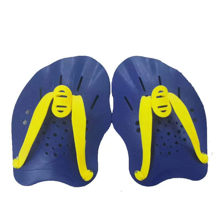 Pair of swimming training hand paddles for freestyle stroke technique in multiple colour options