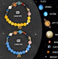 Natural stone beaded bracelets for twelve zodiac signs in two-piece astrology jewellery set