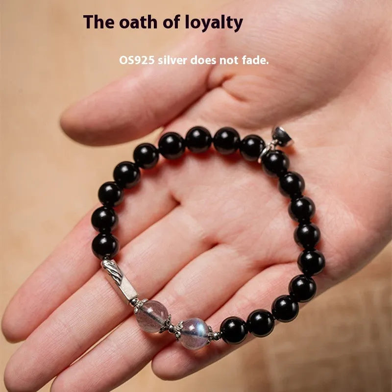 Obsidian Buddha bead couple bracelet DIY kit with 10mm and 8mm stone beads for men and women