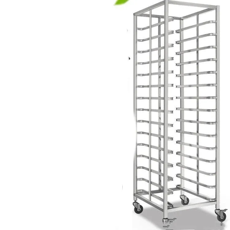Six-tier stainless steel baking tray rack with secure locking clips