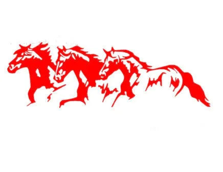 Three horses design car decal sticker measuring 25 by 8 cm in four colour options