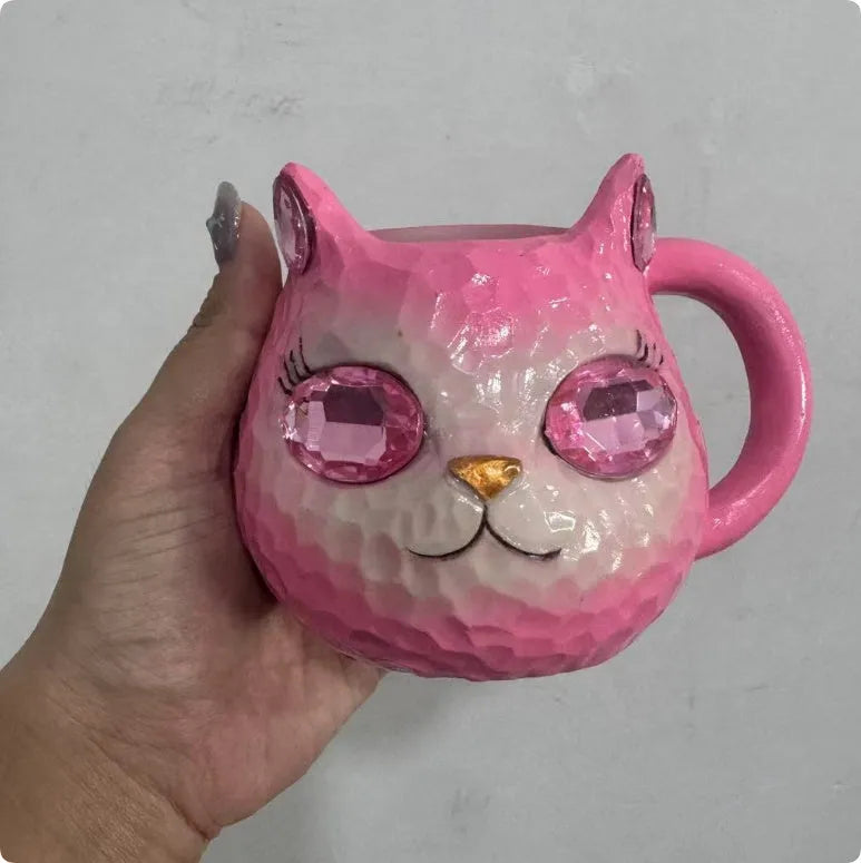 Resin cat cup decorative ornament in American style with four colour options