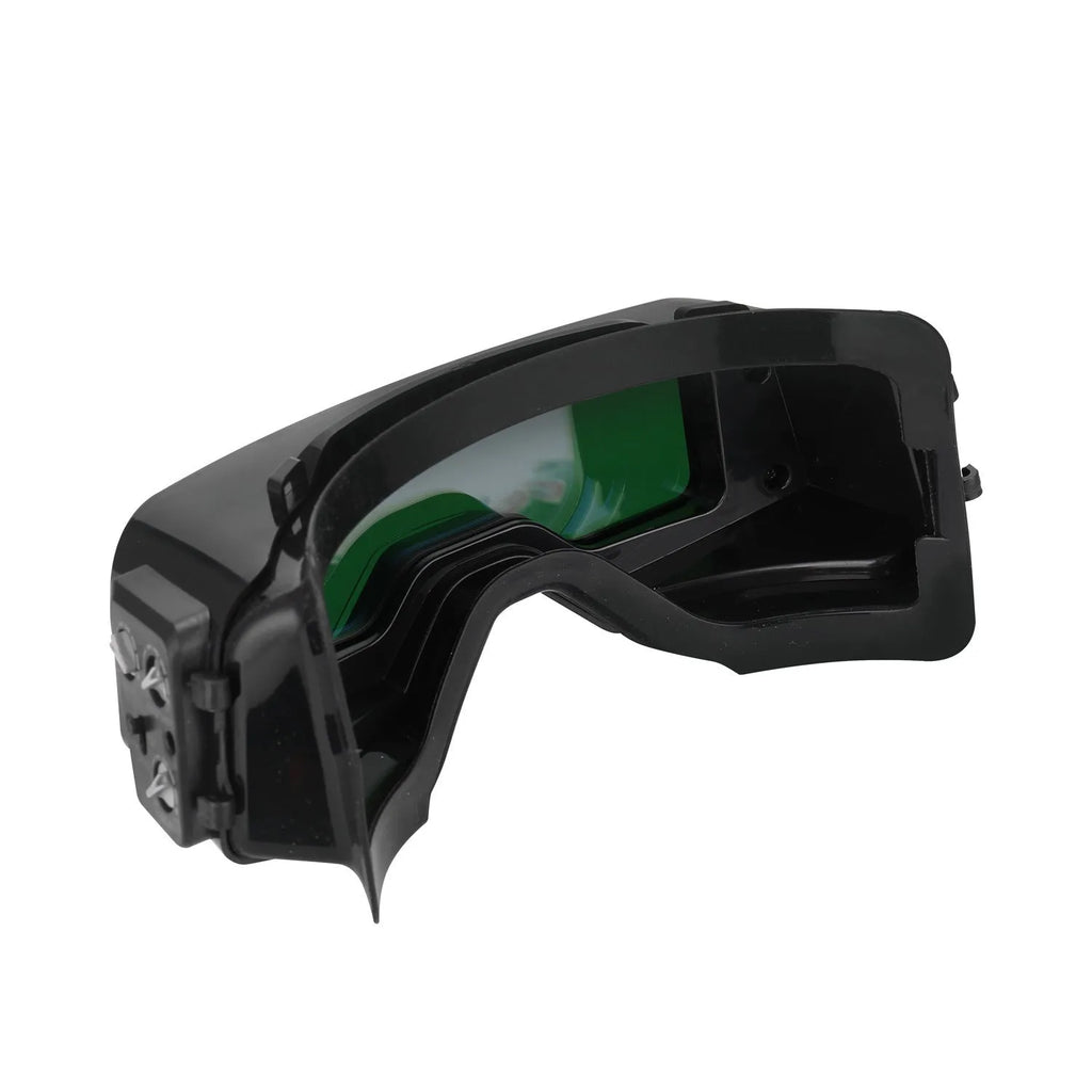 Black automatic darkening welding mask glasses with 122.5x35mm viewing area for arc welding protection