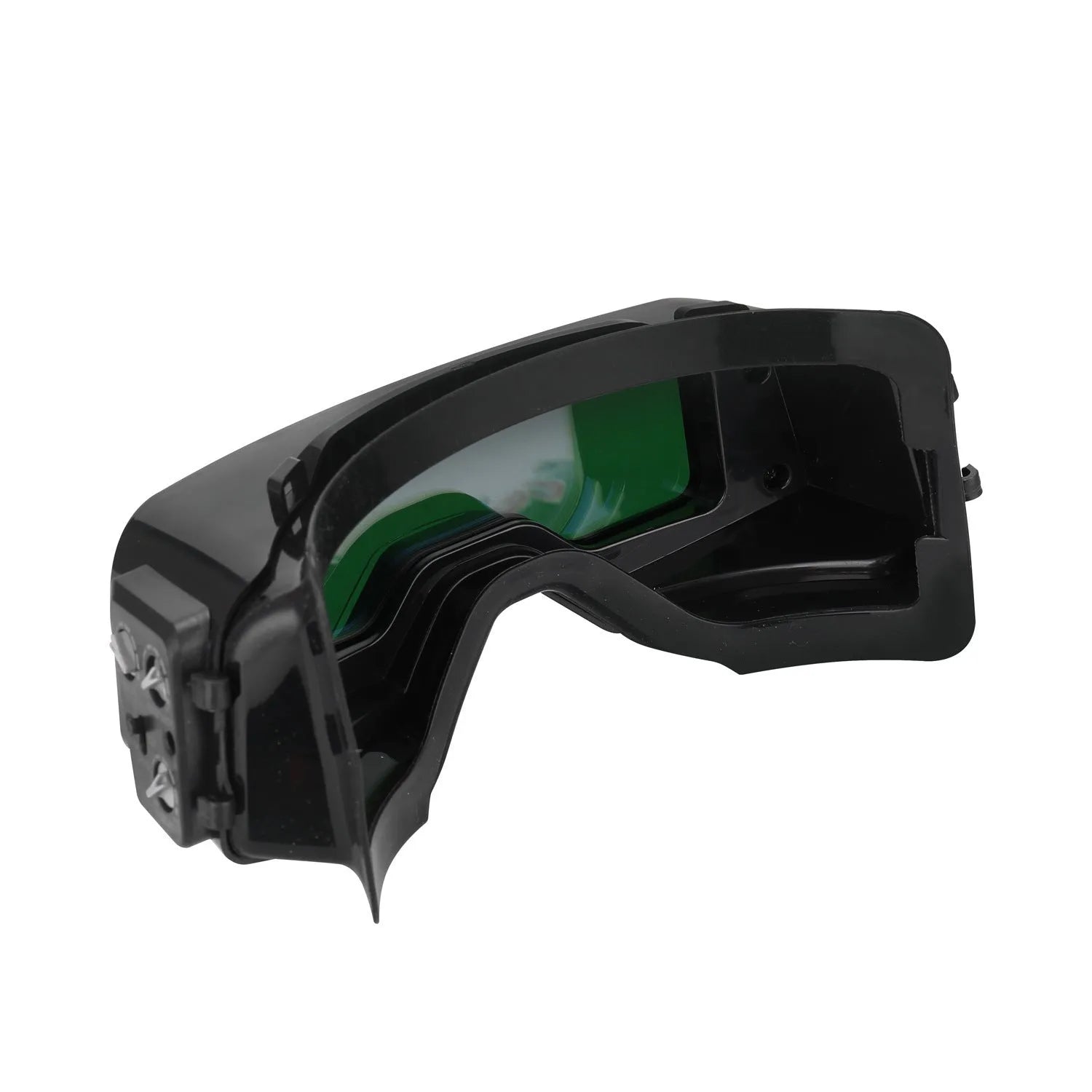 Black automatic darkening welding mask glasses with 122.5x35mm viewing area for arc welding protection
