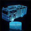 3D table lamp showing train design with black base, acrylic shade, and colourful LED glow