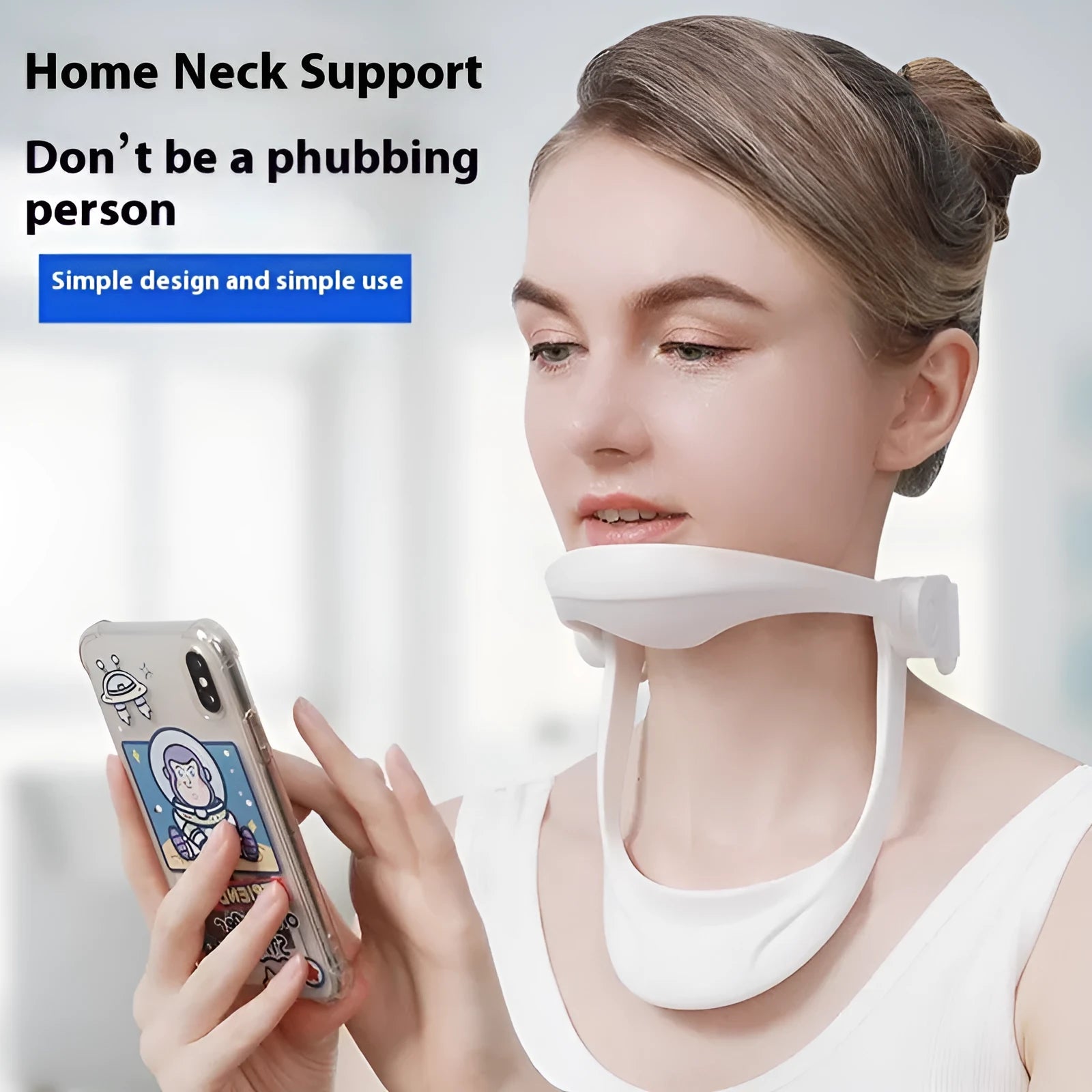 White PP plastic neck brace for shoulder and cervical spine support.