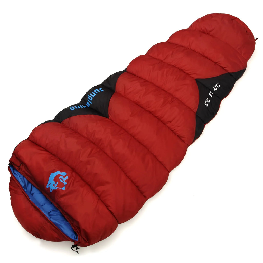 Mummy sleeping bag for camping with compression storage bag in multiple colour options