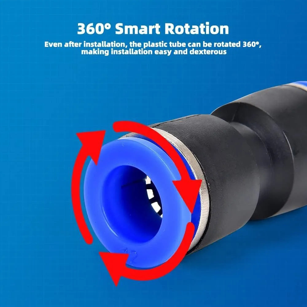 60-piece pneumatic push-in connector kit with R1/4 and R1/2 thread interfaces