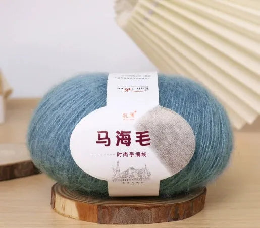 Mohair wool ball for DIY scarf kit with 34 colour options including white, grey, pink and blue