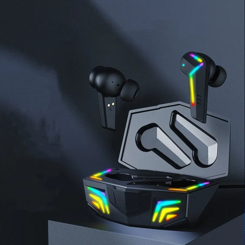 Black TWS wireless Bluetooth in-ear headset with NFC touchpoint.