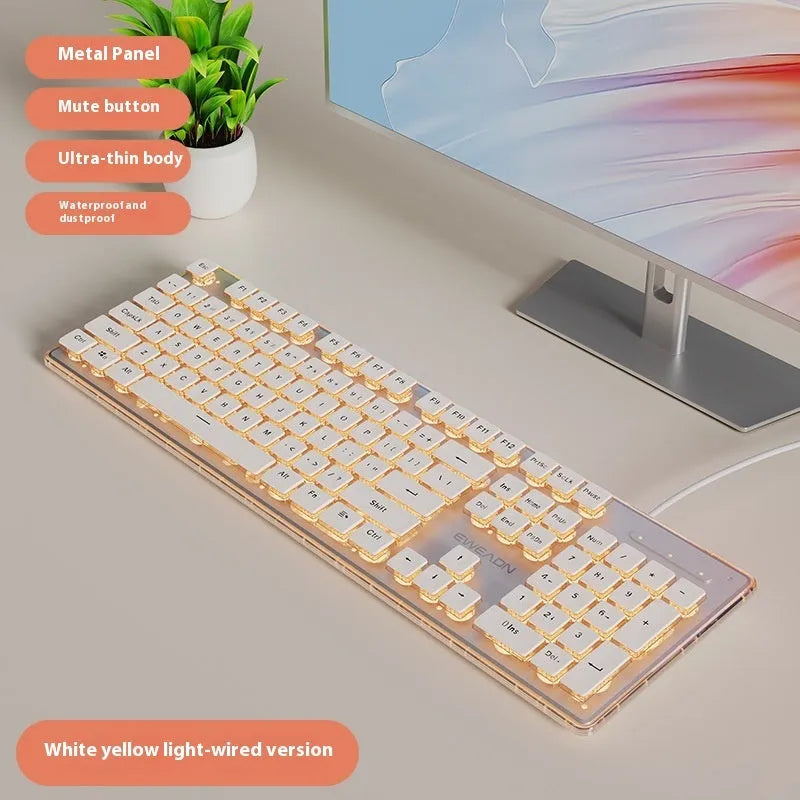 Prewalker V3 wired and wireless keyboard and mouse set in retro green colour on a desk