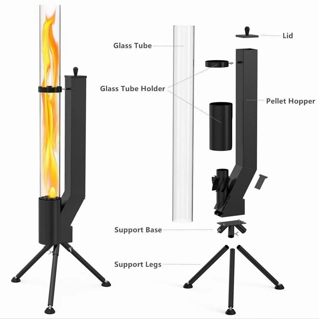 Vertical iron rocket furnace wood burning heating stove for courtyard use
