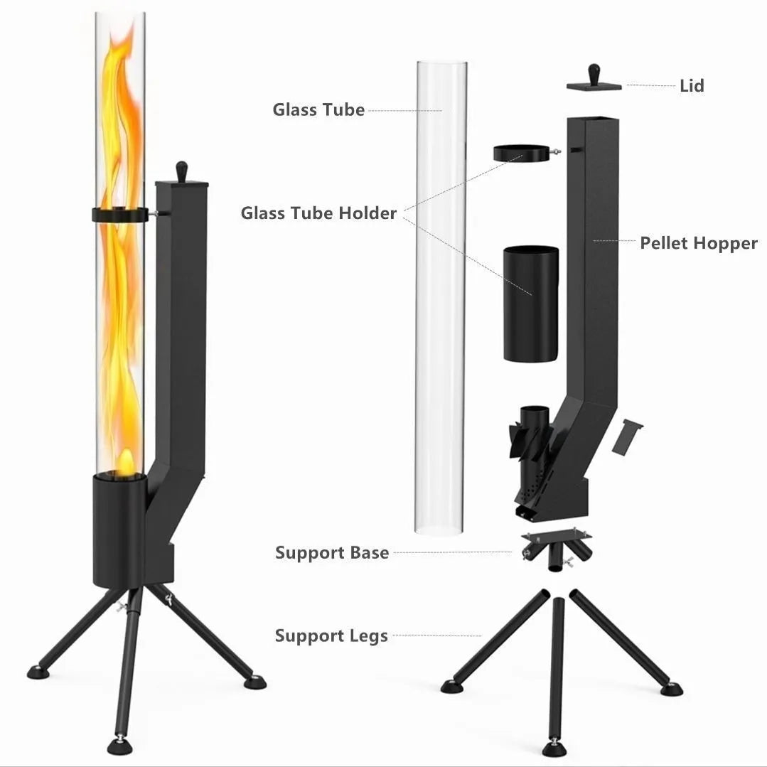 Vertical iron rocket furnace wood burning heating stove for courtyard use