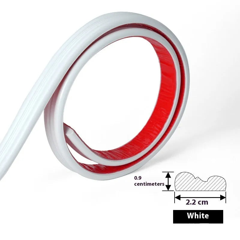 Flexible PVC wall shaping frame with self-adhesive backing shown in four colour options