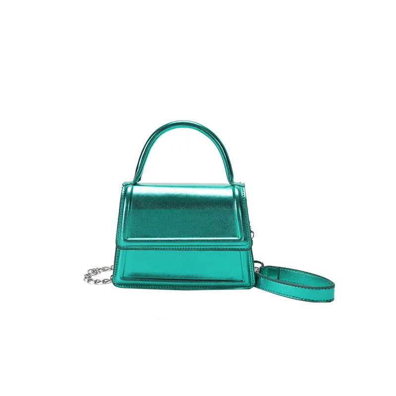 Retro PU leather crossbody shoulder bag in horizontal square shape with sewing line details