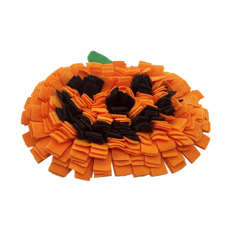 Orange polar fleece pet slow feed scent mat measuring 25cm by 34cm for dog and cat training