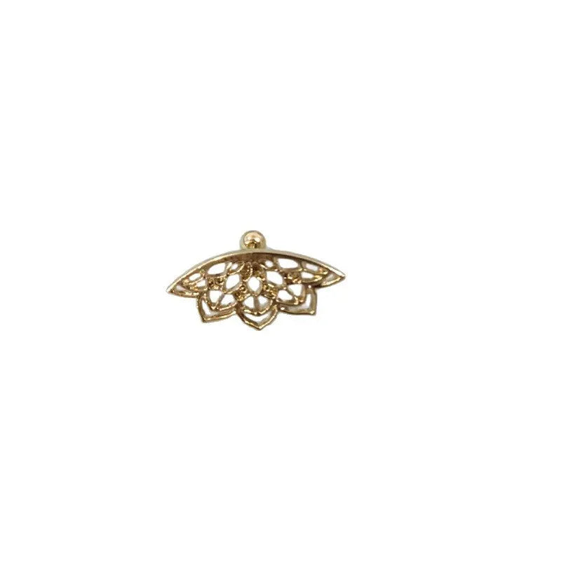 Geometric spider web stud earrings in gold and silver electroplated metal finishes