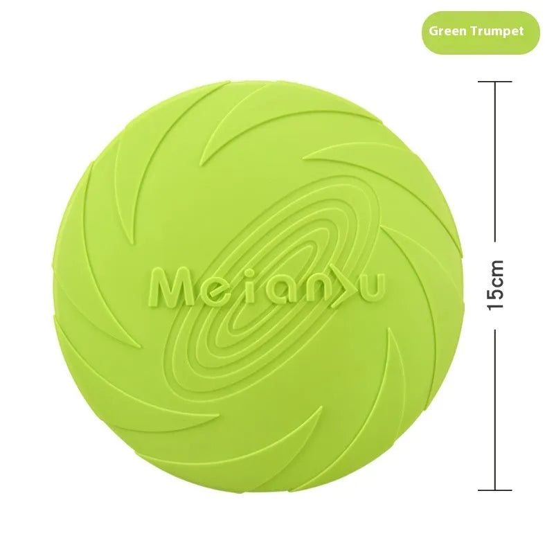 Soft rubber dog frisbee flying disc toy in blue, green or red colours available in three sizes
