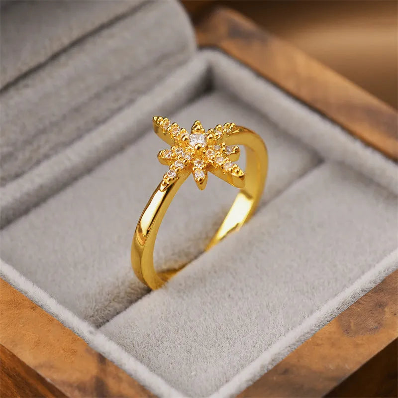 Gold electroplated copper open ring with geometric design from Korean fashion jewellery collection