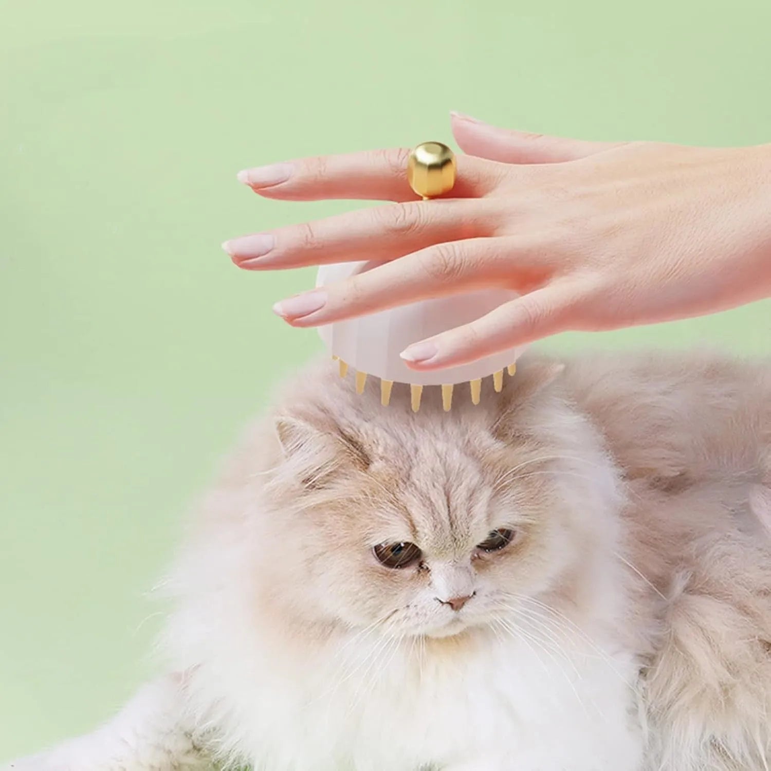 Green pet bath massage brush with drain holes for washing dogs and cats