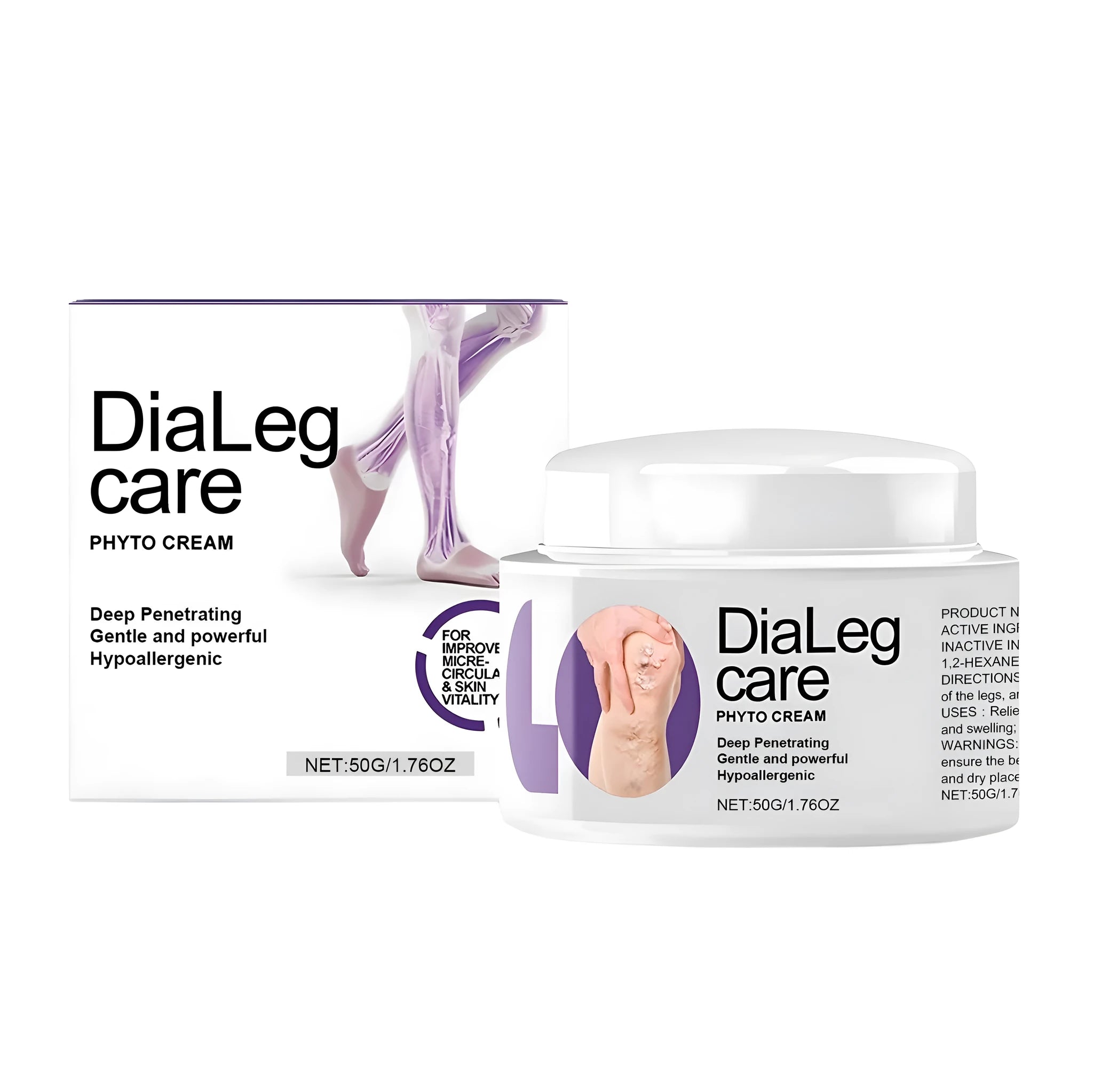 50g tube of unscented varicose vein cream with mint leaves and shea butter.