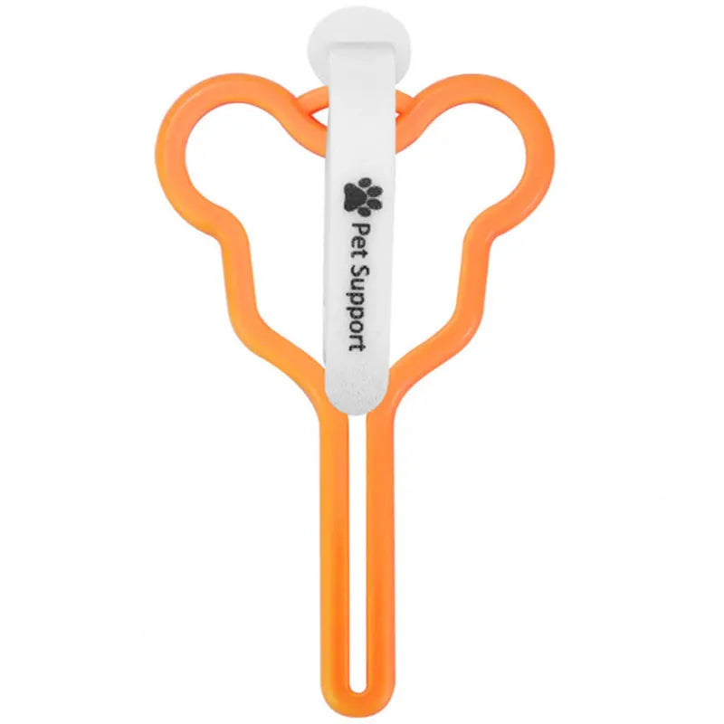 Dog poop bag holder with hands-free clip and adjustable Velcro strap in random colour selection