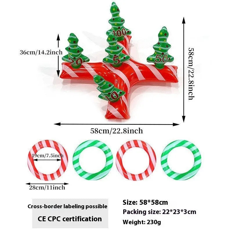 Large inflatable Christmas ball decoration with LED lights in garden setting