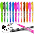 Heat-erasable gel pen set with plastic shells and stainless steel nibs in multiple colours for office writing