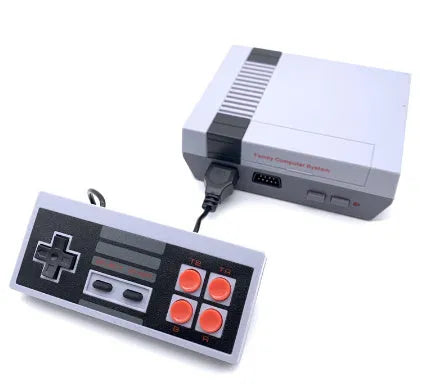 NES 8-bit retro game console with two controllers in compact 18.3x14.3x7cm design