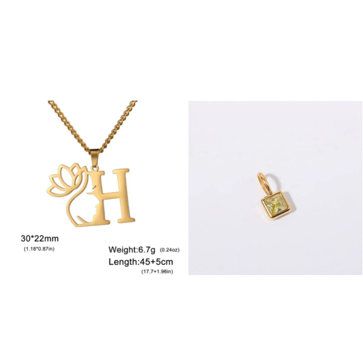 Stainless steel cross chain necklace with single pendant in gold or silver colour