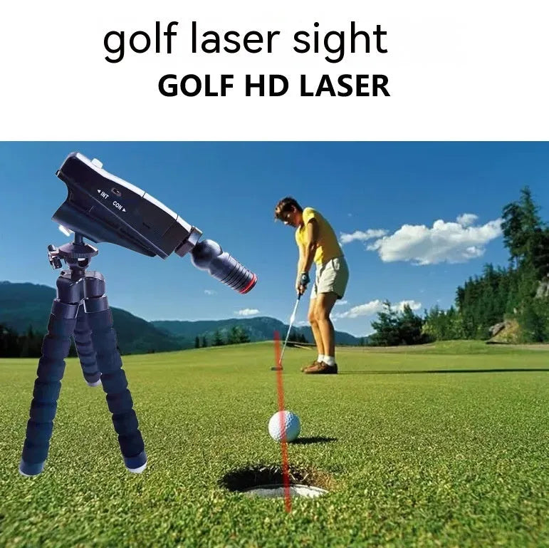 Golf putter laser aiming instrument showing laser sight alignment for putting practice