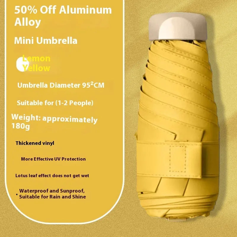 Compact five-fold umbrella with gradient vinyl canopy and alloy frame in various colours.