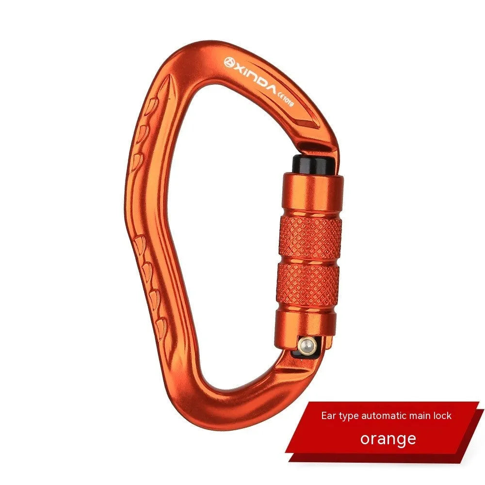 Automatic master lock climbing carabiner in five colour options for outdoor rock climbing