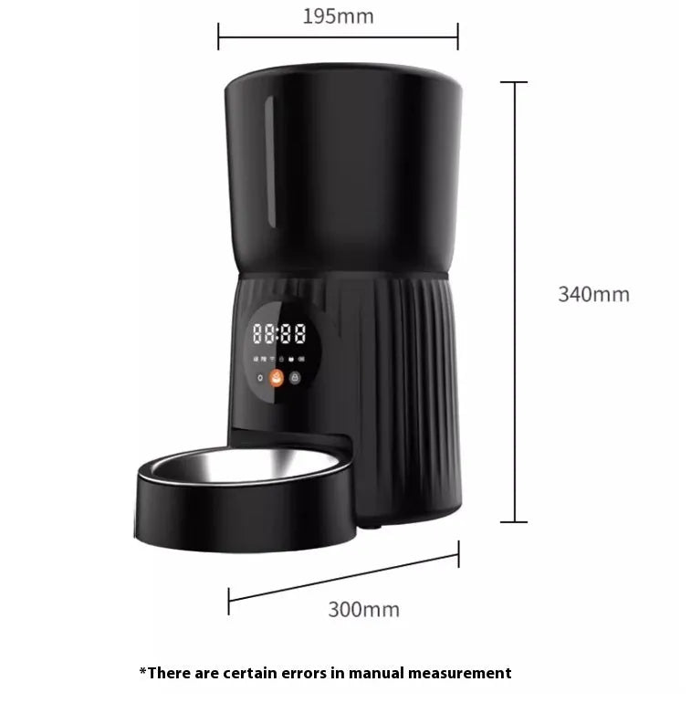 Intelligent pet feeder with automatic timing and remote control in black or white colour