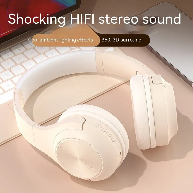 Personalised wireless Bluetooth headset with charging case in chalk black, ivory white, or youth green colour.