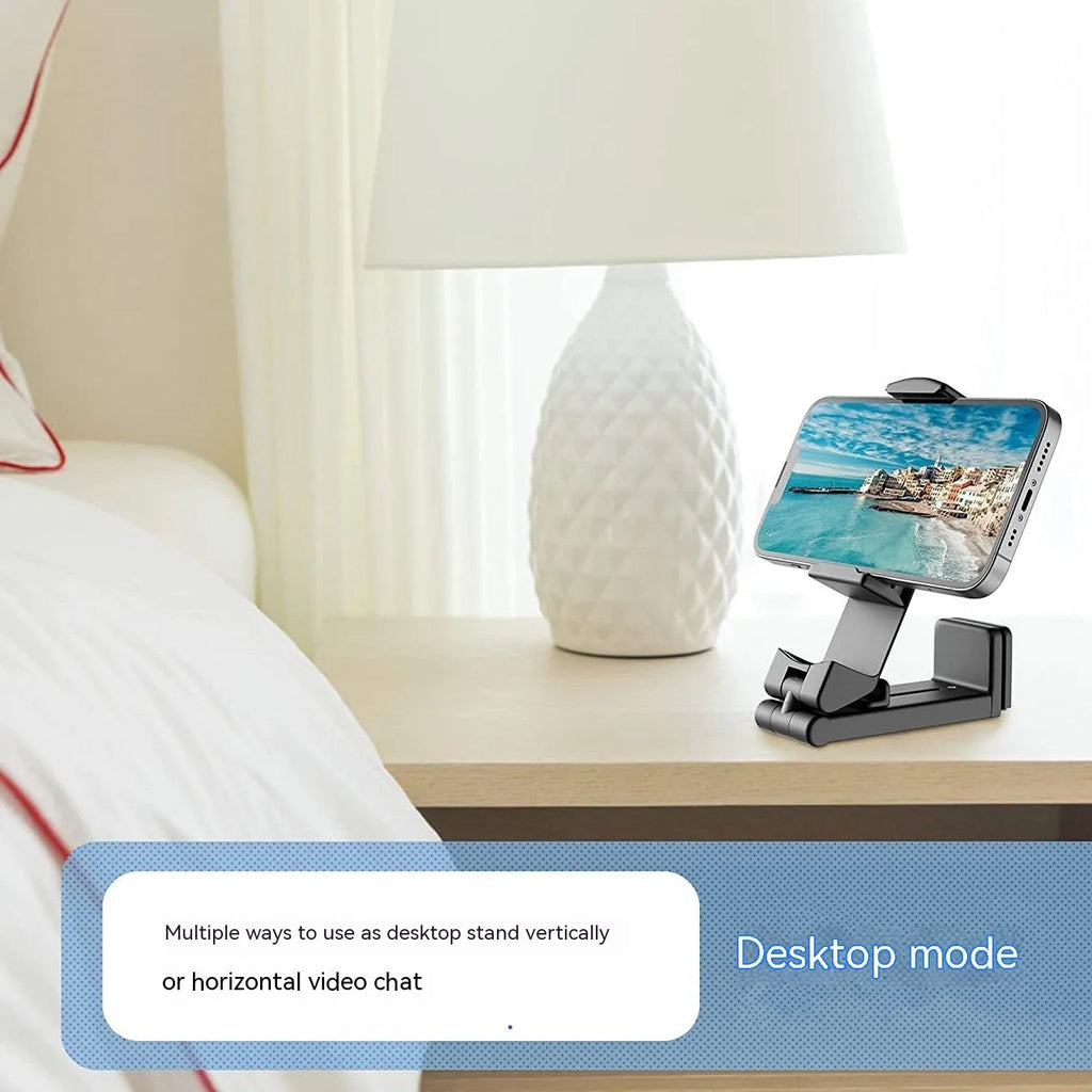 Foldable rotating phone holder in black, grey or green colours for universal mobile devices