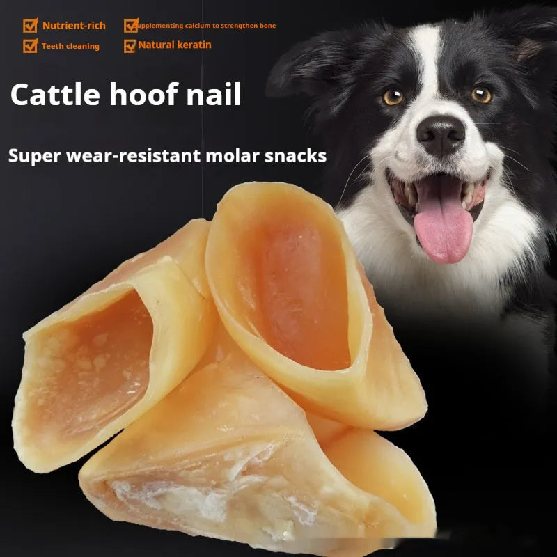 Natural cowhide dog chewing stick in hoof shell colour for small and large breed dogs