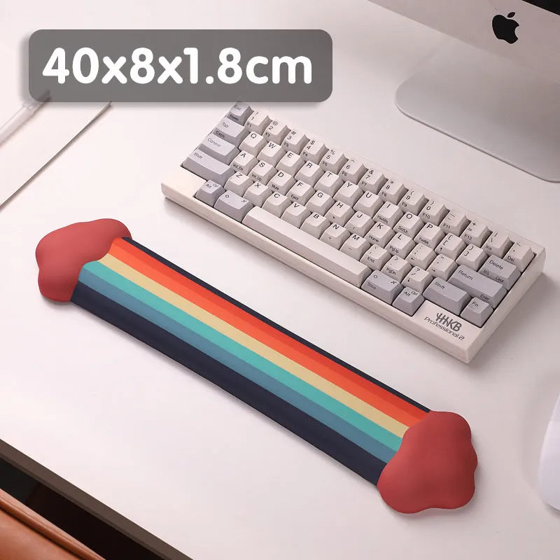 Silica gel wrist support mouse pad and keyboard stand in pastoral cloud design on computer desk