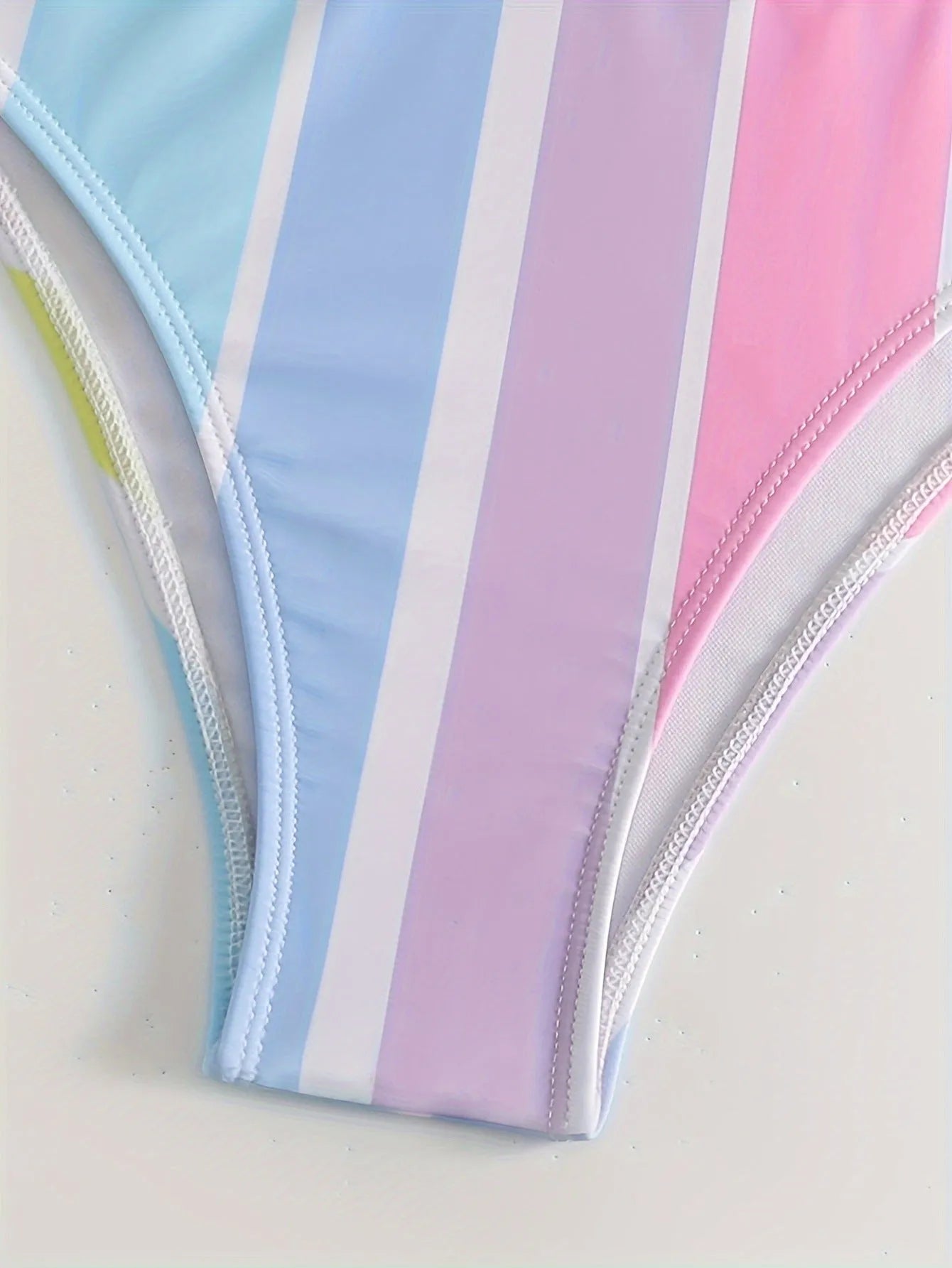 Women's striped bikini swimwear set with European American style pattern in polyester spandex fabric