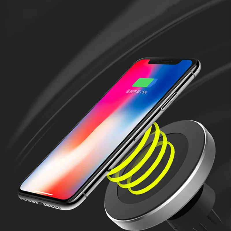 Magnetic car wireless charger with 10W fast charging and phone holder