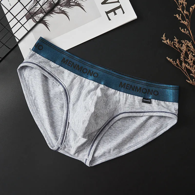 Men's low waist cotton briefs in solid colour combinations showing knitted fabric detail