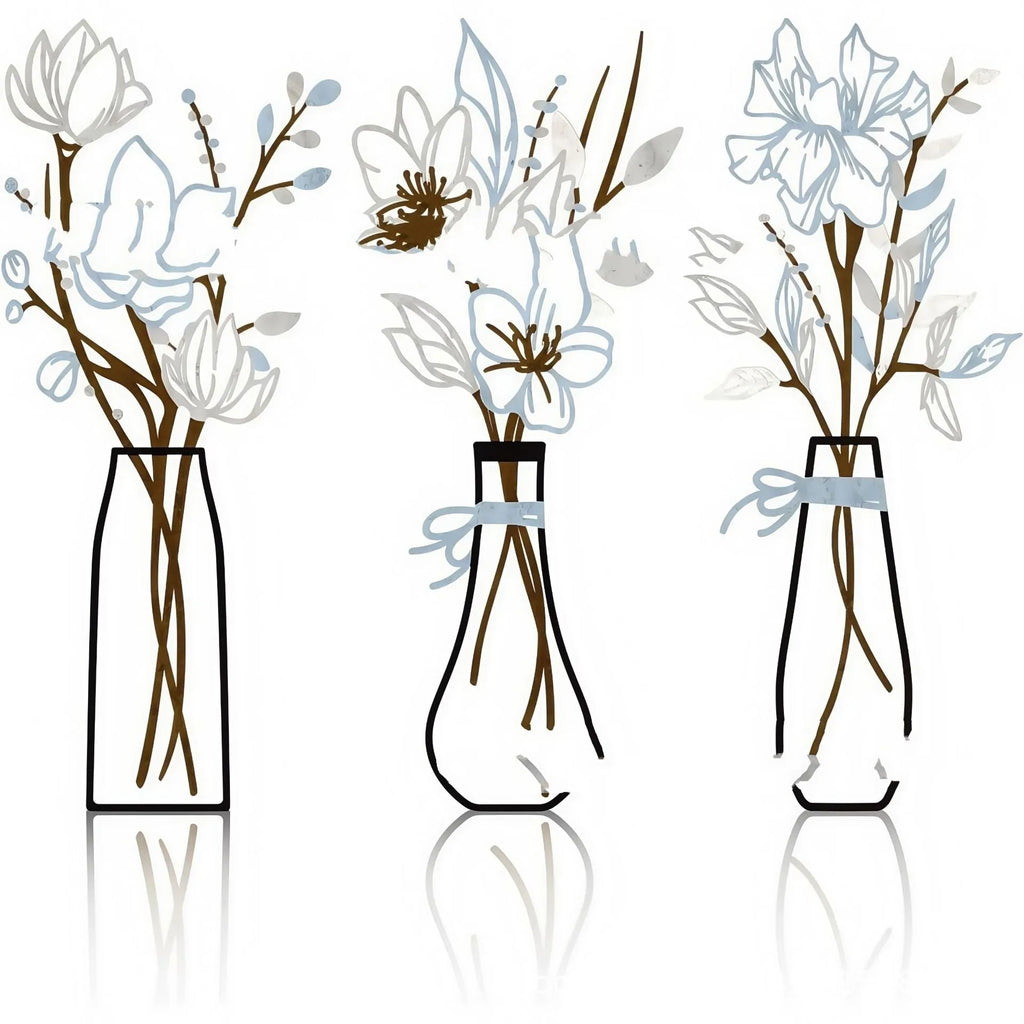 3-piece metal flowers wall art set in country farmhouse style with alloy construction