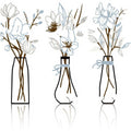 3-piece metal flowers wall art set in country farmhouse style with alloy construction