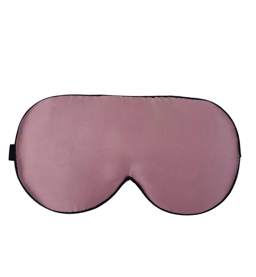 Double-sided mulberry silk eye mask in multiple colours, showing embroidery and print detail.
