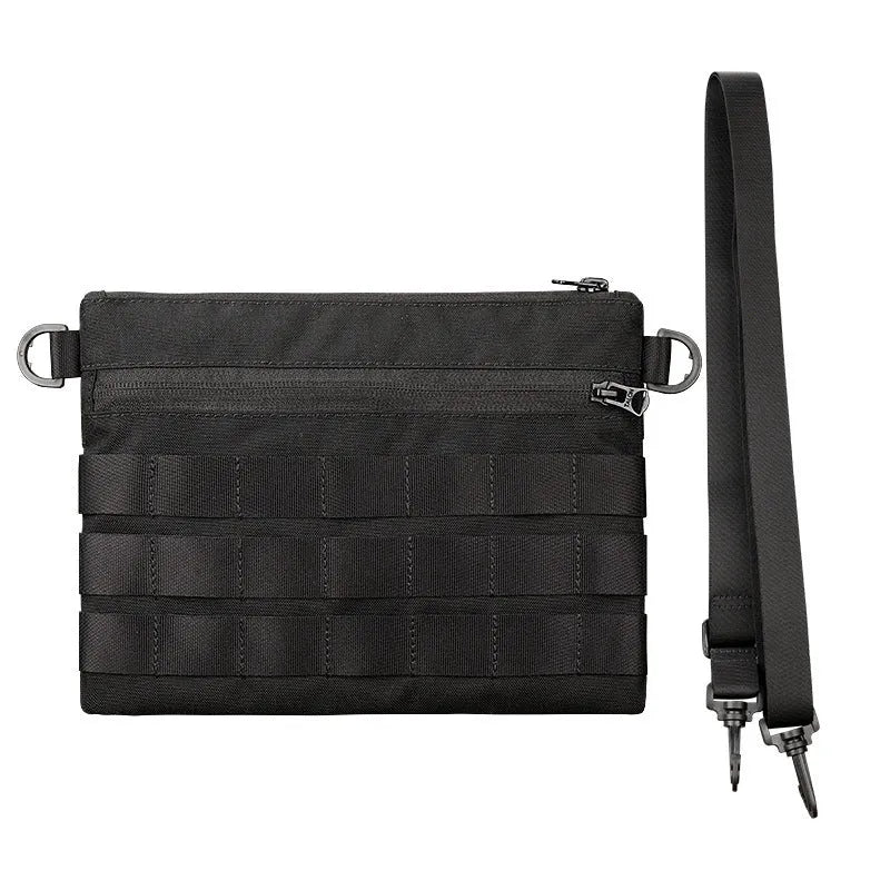 Black Oxford cloth military tactical outdoor pouch measuring 18 by 3.5 centimetres