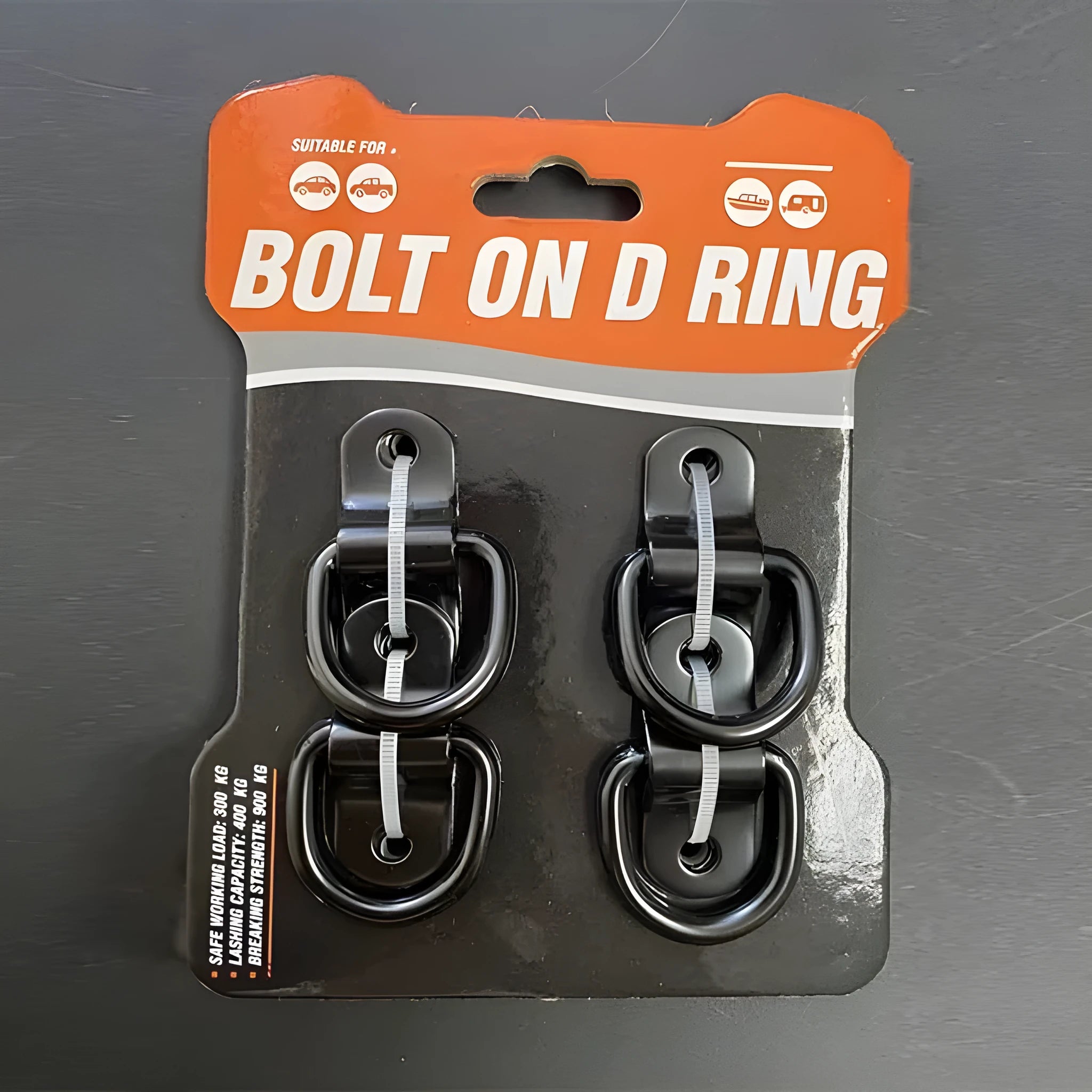 Black carbon steel floor hook with galvanised pull ring for truck cargo organisation