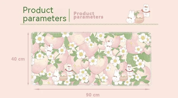 Large flower pattern mouse pad on a desk with keyboard, showing non-slip rubber base and colourful tulip design.