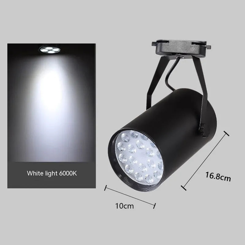 LED track spotlight with aluminium shell on lighting track for shop display illumination
