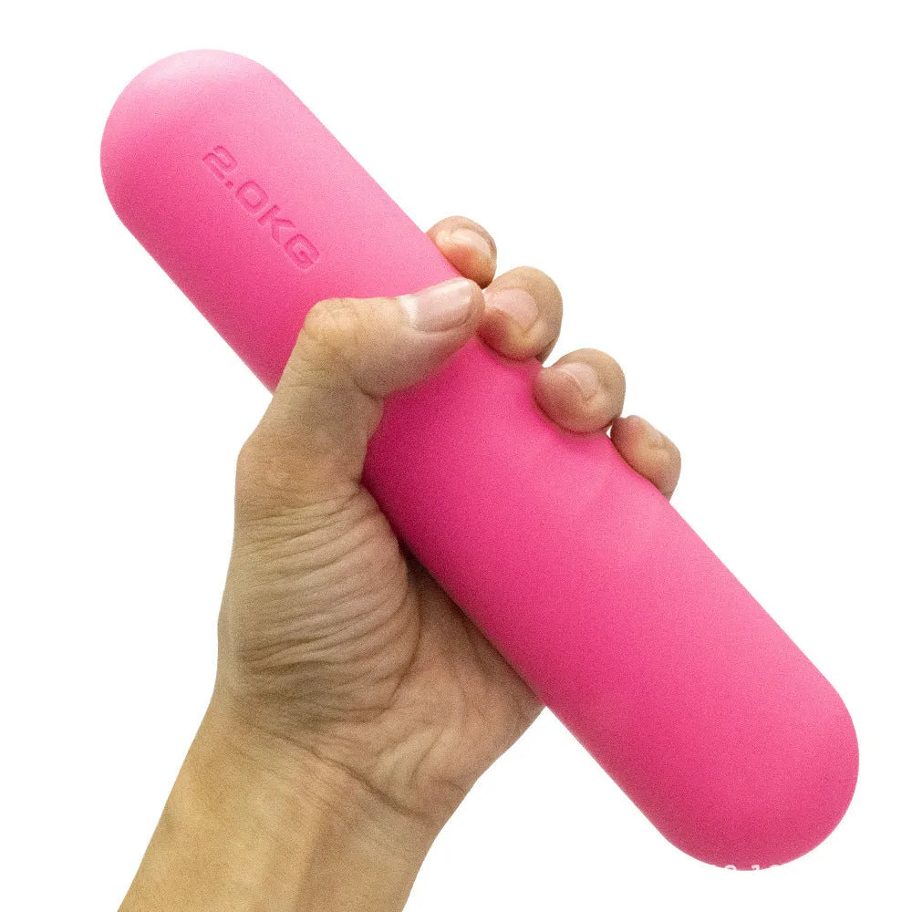 Silicone edging hand-drawn yoga dumbbell stick fitness equipment in various colours and weights