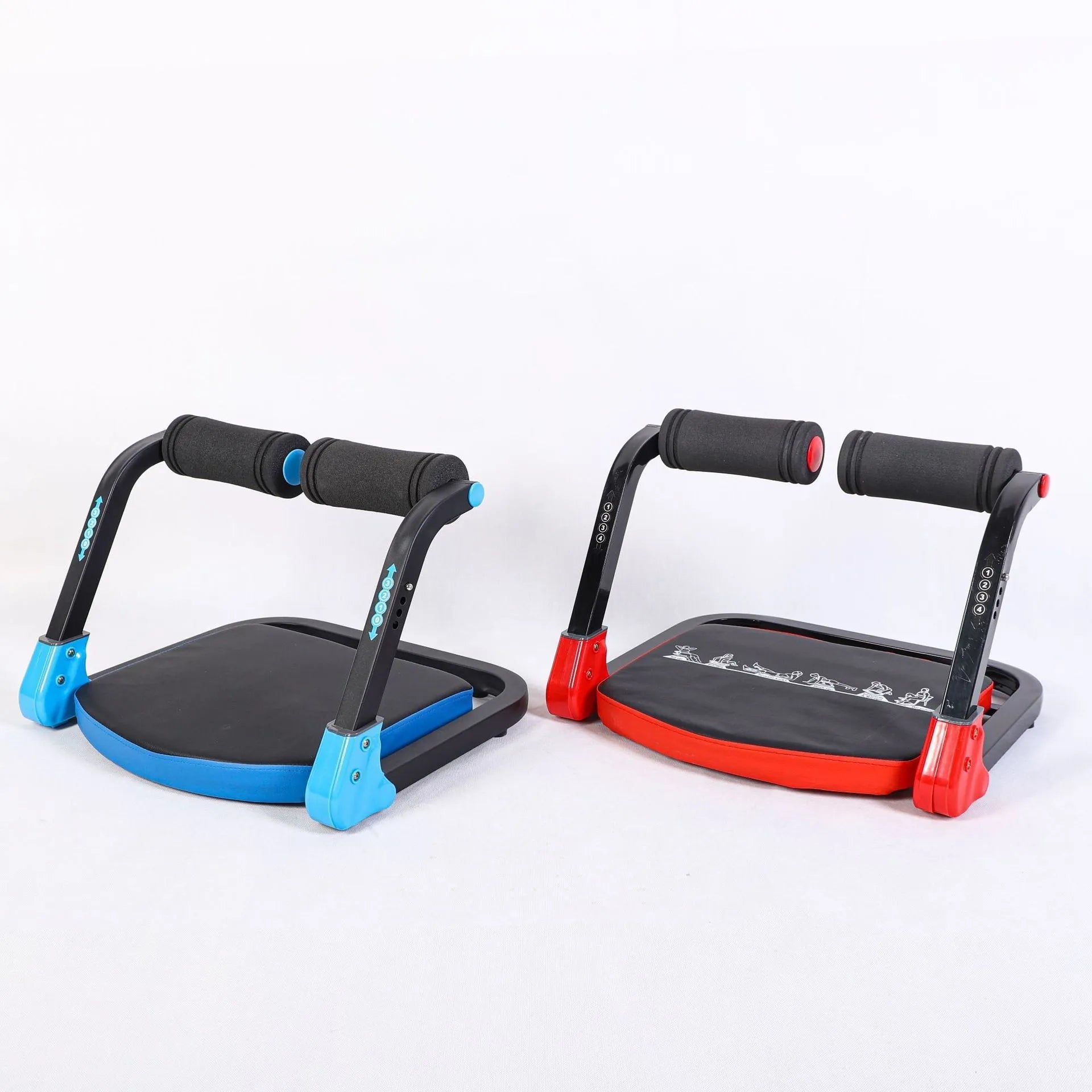 Compact red or sky blue abdominal fitness device for core training and body shaping